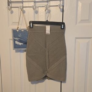 bebe Ribbed Taupe Pencil Skirt